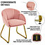 Yaheetech Pink Flower Shape Velvet Armchair Accent Chair with Golden Metal Legs
