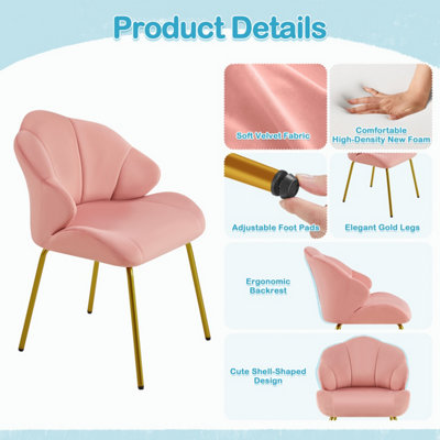 Yaheetech Pink Modern Shell Shaped Accent Chair