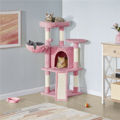 Yaheetech Pink Multi Level Cat Tree with Natural Sisal Scratching Posts