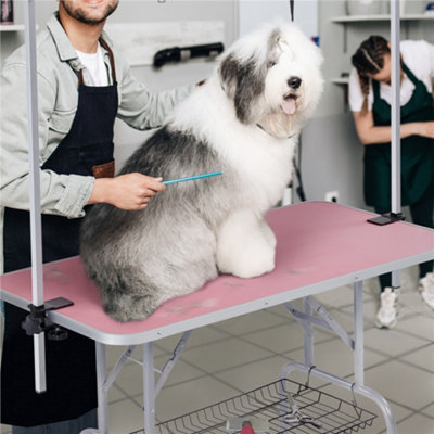 Yaheetech Pink Pet Grooming Table w/Tools Storage Rack