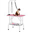 Yaheetech Pink Pet Grooming Table with Basket Style Tool Shelf and Adjustable Arm
