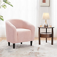 Yaheetech Pink Upholstered Boucle Club Chair