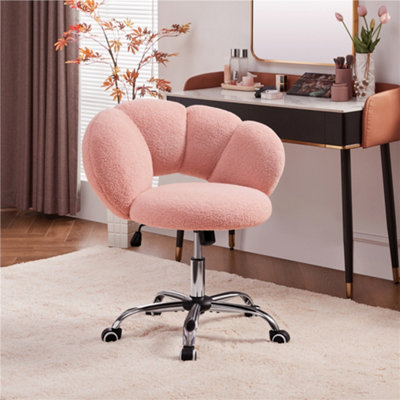 Yaheetech Pink Upholstered Desk Chair with Cloud Shaped Backrest