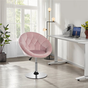 Yaheetech Pink Upholstered Height Adjustable Round Swivel Chair