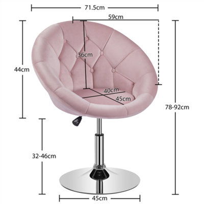 Yaheetech Pink Upholstered Height Adjustable Round Swivel Chair