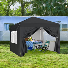 Yaheetech Pop Up Canopy Tent with 4 Sidewalls - Black