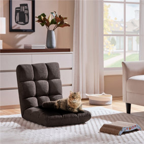 Yaheetech Portable Floor Sofa Chair with Adjustable Positions - Brown