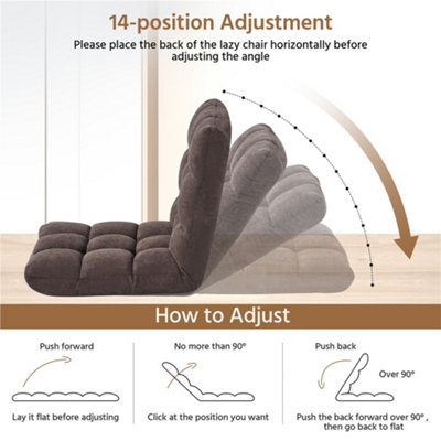 Yaheetech Portable Floor Sofa Chair with Adjustable Positions - Brown