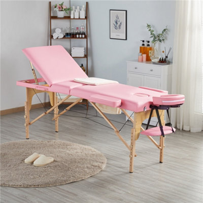 Yaheetech Professional Adjustable Spa Table Massage Bed Pink