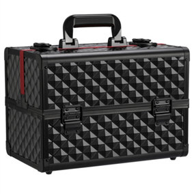Yaheetech Professional Makeup Case with Adjustable Dividers Black