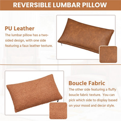 Yaheetech PU Leather Accent Armchair with Lumbar Pillow Retro Brown