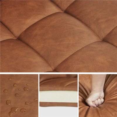 Yaheetech PU Leather Modern Office Chair with Armrests - Retro Brown