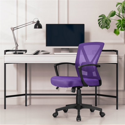 Yaheetech Purple Ergonomic Mid-back Swivel Mesh Office Chair