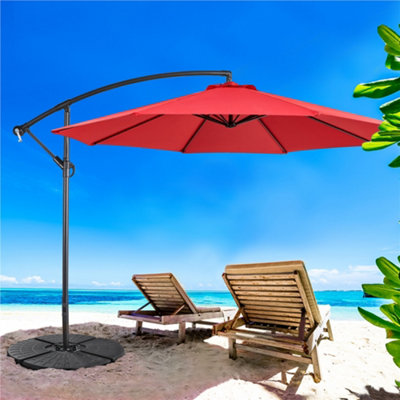 【BRICK】PARASOL WAVES SUNSET TEE Yaheetech Red 3m Patio Offset Umbrella Outdoor Parasol with