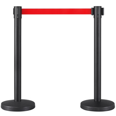 Yaheetech Retractable Belt Stanchion Set for Queuing Lines Red