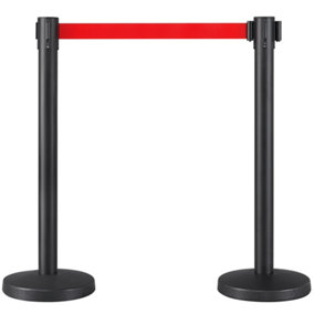 Yaheetech Retractable Belt Stanchion Set for Queuing Lines Red