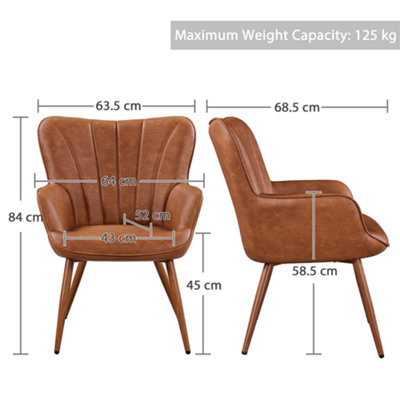 Yaheetech Retro Brown Upholstered Curved Back Faux Leather Accent Chair