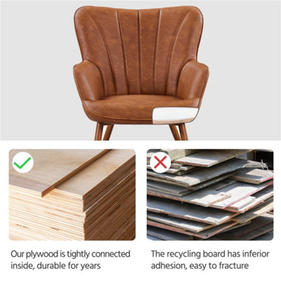 Yaheetech Retro Brown Upholstered Curved Back Faux Leather Accent Chair