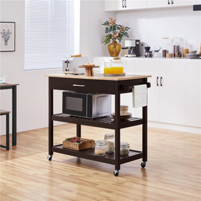 Yaheetech Rolling Kitchen Island Cart with Drawer Espresso