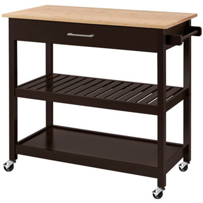 Yaheetech Rolling Kitchen Island Cart with Drawer Espresso