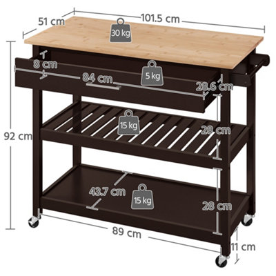 Yaheetech Rolling Kitchen Island Cart with Drawer Espresso - 3