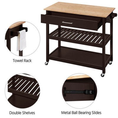 Yaheetech Rolling Kitchen Island Cart with Drawer Espresso - 4