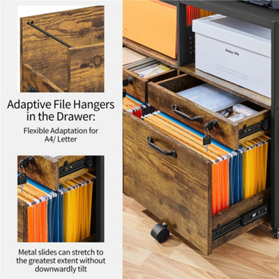Yaheetech Rolling Office Filing Cabinet with Large Storage