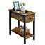 Yaheetech Rustic Brown 1 Drawer Side Table 2-Tier End Table with Open Shelf