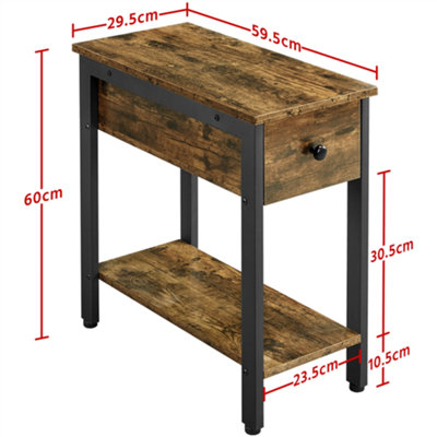 Yaheetech Rustic Brown 1 Drawer Side Table 2-Tier End Table with Open Shelf
