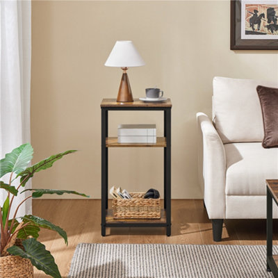 Yaheetech Rustic Brown 2 Shelves Wooden Side Table for Small Spaces