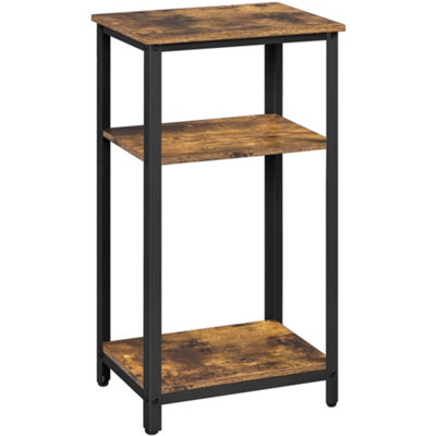 Yaheetech Rustic Brown 2 Shelves Wooden Side Table for Small Spaces