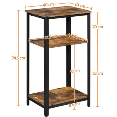 Yaheetech Rustic Brown 2 Shelves Wooden Side Table for Small Spaces