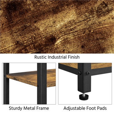 Yaheetech Rustic Brown 2 Shelves Wooden Side Table for Small Spaces