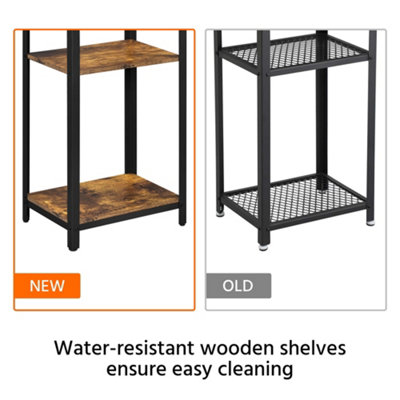 Yaheetech Rustic Brown 2 Shelves Wooden Side Table for Small Spaces
