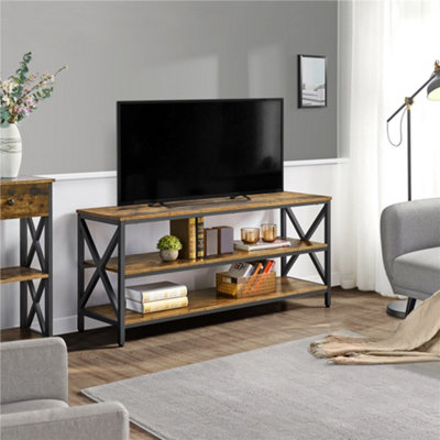 Yaheetech Rustic Brown 3-Layer Shelved TV Stand