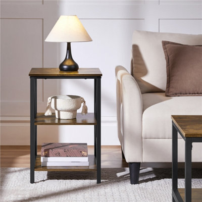 Yaheetech Rustic Brown 3 Tier X Shaped Wooden Side Table for Living Room