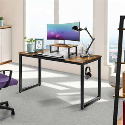 Yaheetech Rustic Brown Computer Desk with 2 Desk Grommets