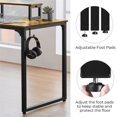 Yaheetech Rustic Brown Computer Desk with 2 Desk Grommets
