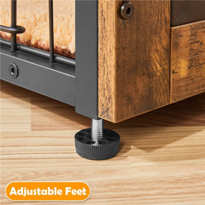 Yaheetech Rustic Brown Industrial Dog Crate with Anti Skid Plush Mat - 5