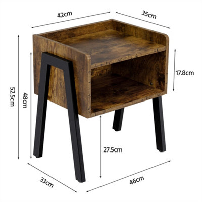 Yaheetech Rustic Brown Industrial Side Table with Open Front