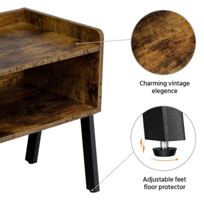Yaheetech Rustic Brown Industrial Side Table with Open Front