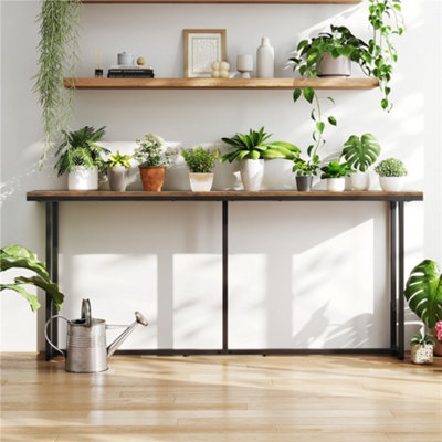 Yaheetech Rustic Brown Modern Extended Console Table for Hallway Living Room