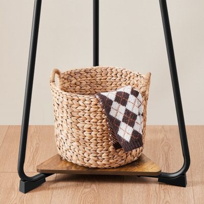 Yaheetech Rustic Brown Modern Freestanding Coat Rack with 2 Shelves and ...