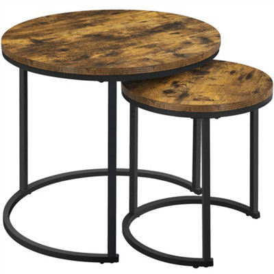 Yaheetech Rustic Brown Nesting Coffee Table Set with Wooden Tabletop ...