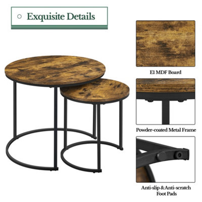 Yaheetech Rustic Brown Nesting Coffee Table Set with Wooden Tabletop ...