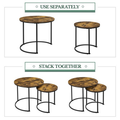 Yaheetech Rustic Brown Nesting Coffee Table Set with Wooden Tabletop ...