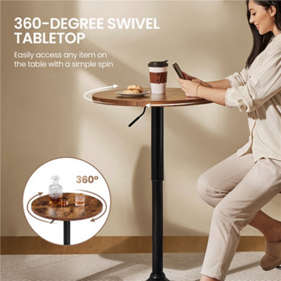 Yaheetech Rustic Brown Round Bar Table with Adjustable Height