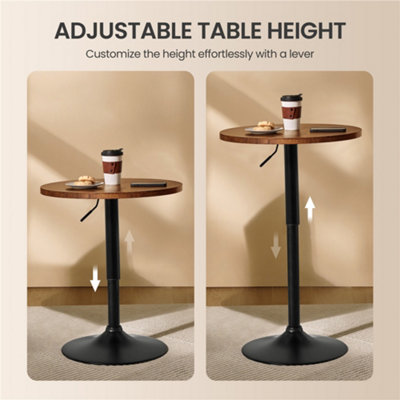 Yaheetech Rustic Brown Round Bar Table with Adjustable Height