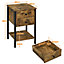 Yaheetech Rustic Brown Side Table Vintage Bedside Table with 2 Drawers & Open Shelf