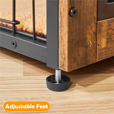 Yaheetech Rustic Brown Wooden Dog Crate with Anti Skid Plush Mat - 5